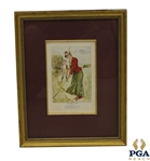 The Game of Golf Print of Lady in Dress w/ Caddie Looking on