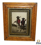 Vintage Painted Depiction of Golfers In Holland on Glass