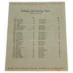1951 Masters Tournament Thursday Pairing Sheet - Ben Hogan Winner