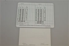 Earl Woods Signed Augusta Scorecard & Butch Harmon Signed 3x5 Card JSA ALOA