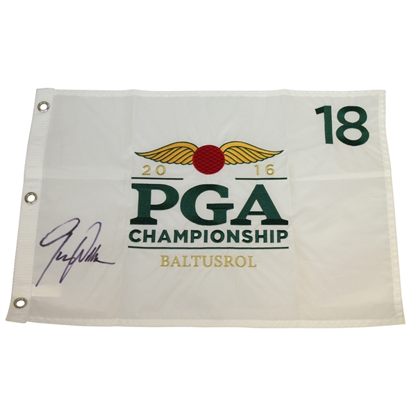 Jimmy Walker Signed 2016 PGA Championship at Baltusrol Embroidered White Flag JSA ALOA