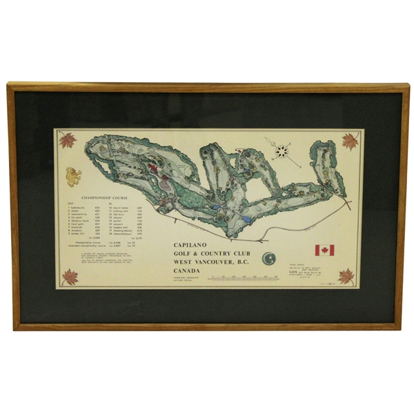 1968 Capilano Golf & Country Club J.P. Izatt Golf Architect Visual Survey - Framed