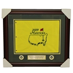 Deluxe Framed 2019 Masters Tournament Embroidered Flag with Nameplate & Ball Markers
