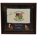 Tiger Woods Signed Ltd Ed 2000 US Open at Pebble Beach Flag - Framed BAJ #05002