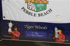 Tiger Woods Signed Ltd Ed 2000 US Open at Pebble Beach Flag - Framed BAJ #05002