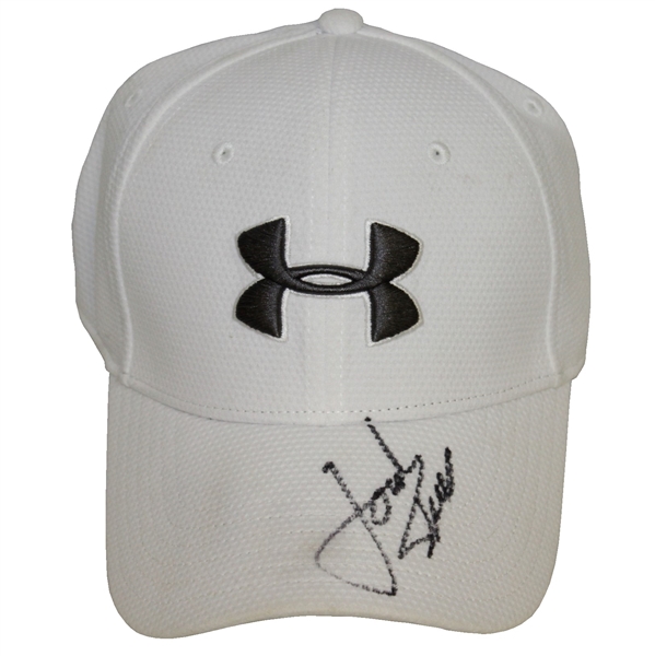 Jordan Spieth Signed White Under Armor Fitted Hat JSA #U64890