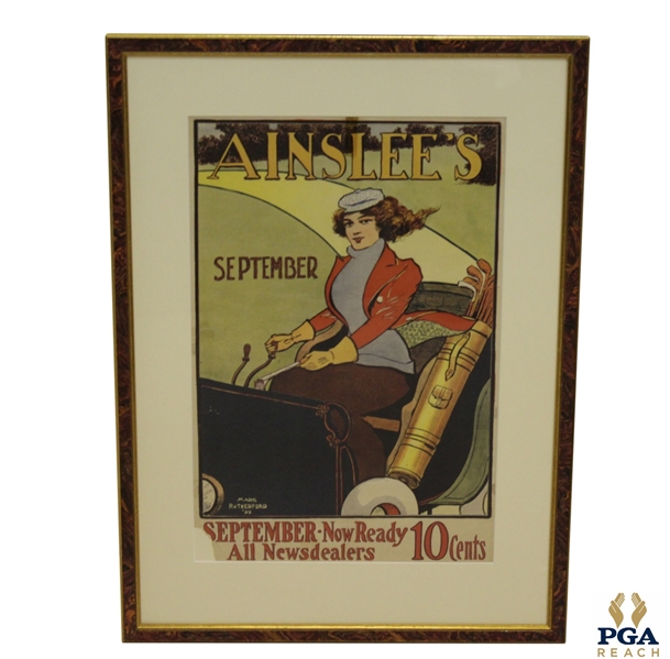 Ainslees September 1899 Poster, Featuring Woman Golfer in Automobile, Mark Rutherford