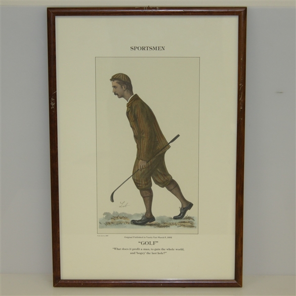Framed Sportsmen "Golf" Print - "What does it profit a man to gain the...."