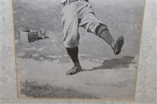 A.B. Frost Black and White Post Swing Golfer with Sand Tee Box Print - Framed