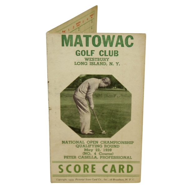 1939 US Open Qualifier Scorecard w/ Horton Smith Tips - Matowac Golf Club
