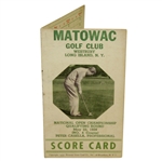 1939 US Open Qualifier Scorecard w/ Horton Smith Tips - Matowac Golf Club