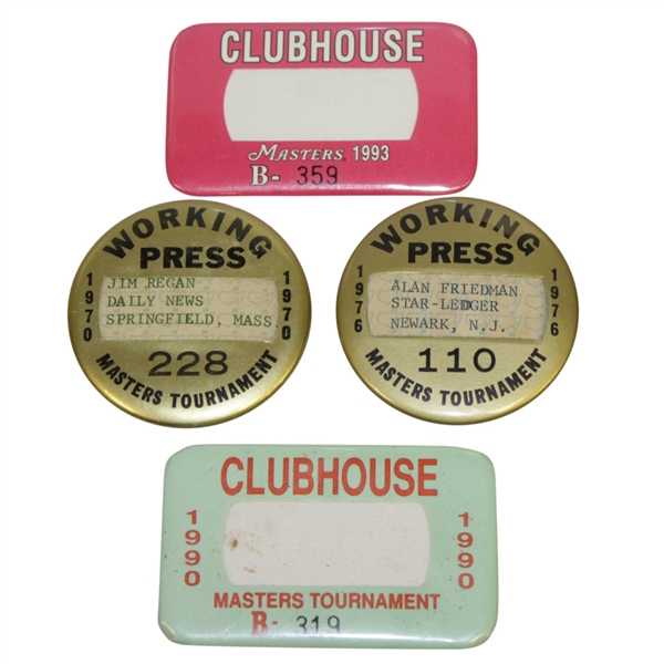 1970, 1976, 1990 & 1993 Masters Tournament Credential Badges