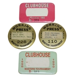 1970, 1976, 1990 & 1993 Masters Tournament Credential Badges