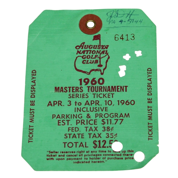 1960 Masters Tournament SERIES BADGE #6413 - Arnold Palmer Winner
