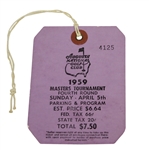 1959 Masters Tournament Fourth/Final Round Badge #4125 - Art Wall Winner
