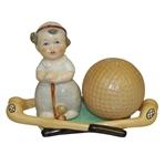 Vintage Porcelain Young Golfer with Golf Ball Salt & Pepper Shakers - Base Stamped Western Germany