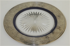 Golf Theme Glass Sunburst Decorative Plate w/ Silver Trim - Vintage
