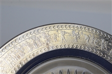 Golf Theme Glass Sunburst Decorative Plate w/ Silver Trim - Vintage