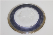 Golf Theme Glass Sunburst Decorative Plate w/ Silver Trim - Vintage
