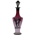 Pink Vintage Golf Theme Decanter w/ Top - Silver Overlay