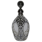Glass Vase / Decanter with Silver Overlay Design & Golf Ball Stopper