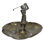 Pewter Swirl Dish / Tray w/ Woman Golfer in Post Swing Pose