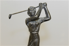 Pewter Swirl Dish / Tray w/ Woman Golfer in Post Swing Pose