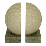 Stone Dimple Golf Ball Bookends with Marble Base