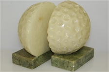 Stone Dimple Golf Ball Bookends with Marble Base