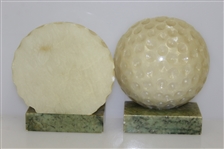 Stone Dimple Golf Ball Bookends with Marble Base