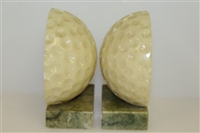 Stone Dimple Golf Ball Bookends with Marble Base