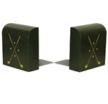 Pair of Bookends with Golf Clubs & Balls Design