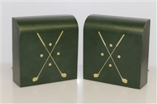 Pair of Bookends with Golf Clubs & Balls Design