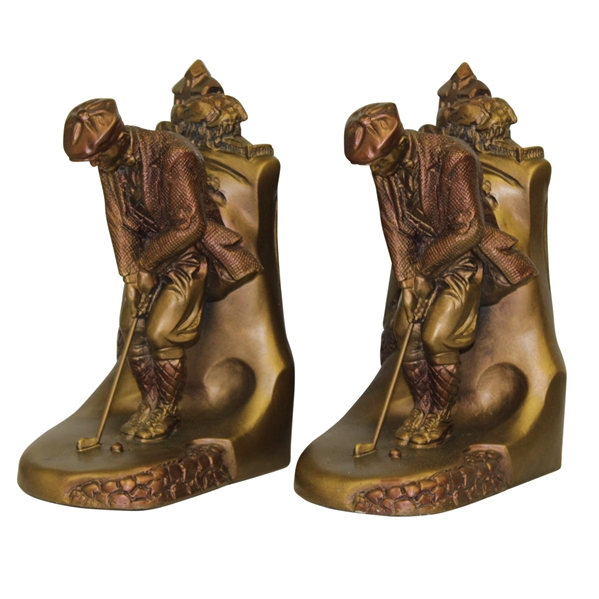 Austin Sculpture Old-Time Golfer Putting Bookend Set