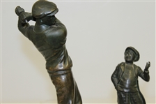 Golfer w/ Caddie Figures on Marble Base Ashtray