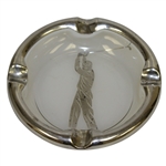Glass Ashtray w/ Silver Inlay of Golfer & Trim