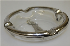 Glass Ashtray w/ Silver Inlay of Golfer & Trim
