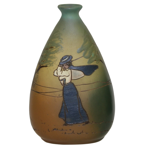 Weller Dickensware Woman Golfer Vase - Circa 1900