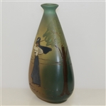 Weller Dickensware Woman Golfer Vase - Circa 1900