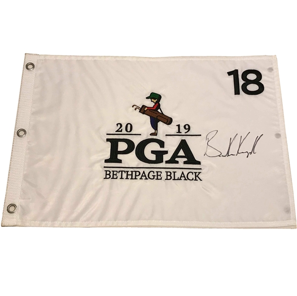 Brooks Koepka Signed 2019 PGA Championship at Bethpage Black Embroidered Flag!