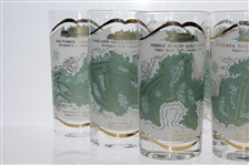 Set of 8 Famous Golf Course Glass Tumblers - Oakmont, Mid-Ocean, Oakland Hills, Pebble Beach, August National and Baltusrol etc.