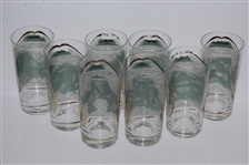 Set of 8 Famous Golf Course Glass Tumblers - Oakmont, Mid-Ocean, Oakland Hills, Pebble Beach, August National and Baltusrol etc.