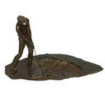 Artist Mark Hopkins Solid Bronze Golfer Recovery Shot Sculpture w/ Original Box - 602/2500
