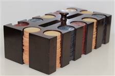 Classic Set of Clay Golfer Themed Poker Chips in Wood Box