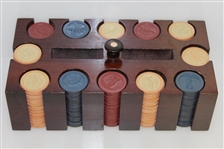 Classic Set of Clay Golfer Themed Poker Chips in Wood Box