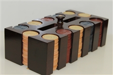 Classic Set of Clay Golfer Themed Poker Chips in Wood Box