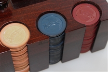 Classic Set of Clay Golfer Themed Poker Chips in Wood Box