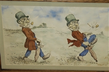 Original Cartoon Watercolor Humorous Golf Cartoon - 5 Frames in Total