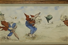 Original Cartoon Watercolor Humorous Golf Cartoon - 5 Frames in Total