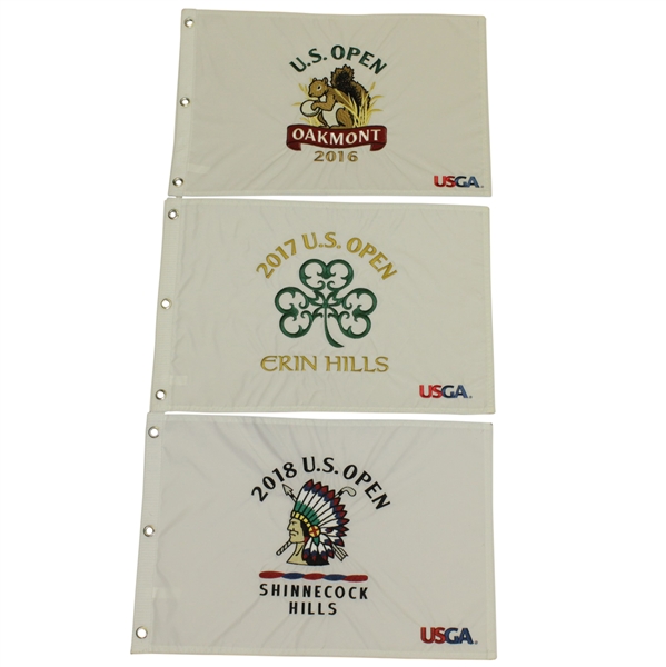 2016, 2017 & 2018 US Open Embroidered Flags - Dustin Johnson & Brooks Koepka Victories